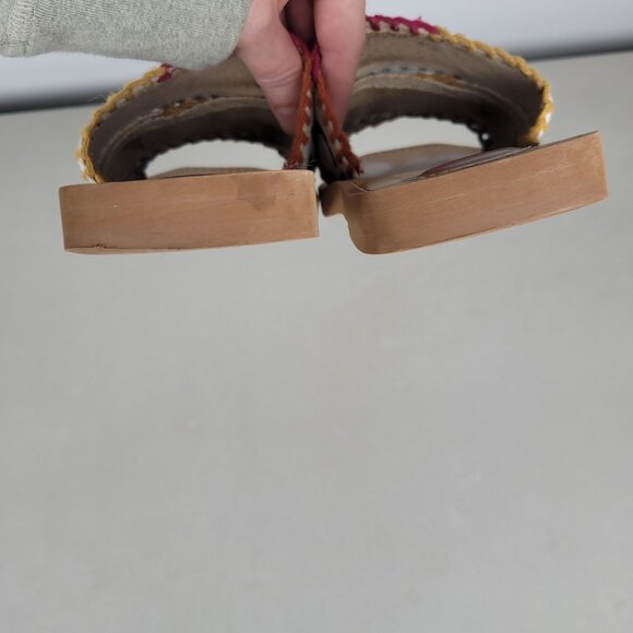 Chloe Woody Sandals Slides Flats Logo Multicolor Stitch Size 38 US size 8 - Picture 6 of 14